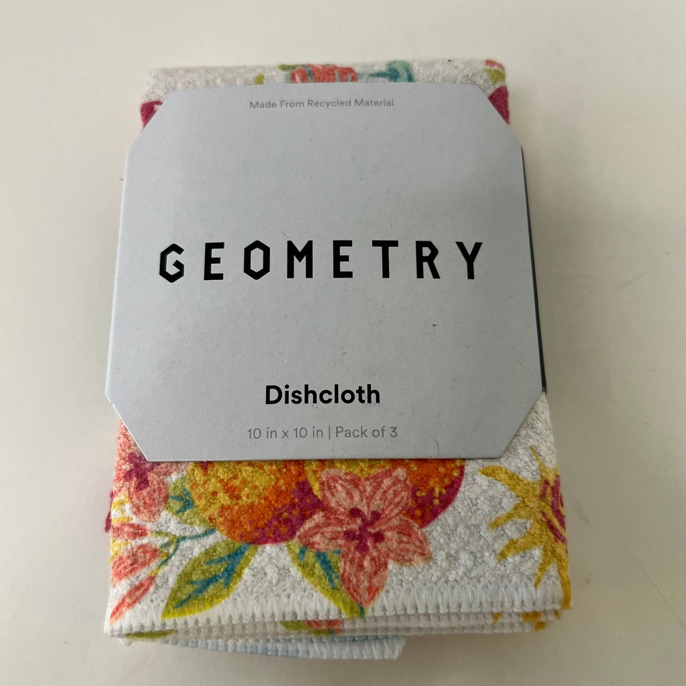 Geometry Dishcloth Pack Of 3 NIP Greetings From Florida The Sunshine State 10"